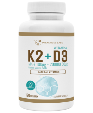 WITAMINA K2 + D3 <br>K2 MK-7 Z NATTO 100 µg + D3 2000 IU 50 µg <br> 120 TABLETEK