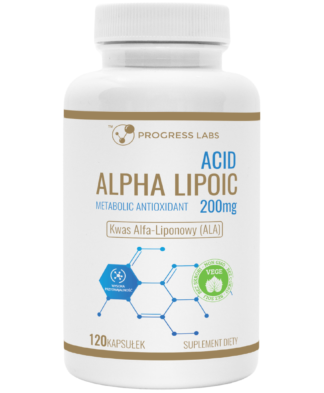 KWAS ALFA LIPONOWY <BR>ALA 200 mg <BR> PRODUKT WEGAŃSKI <br> 120 KAPSUŁEK