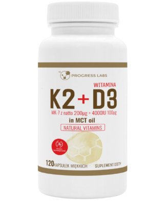 WITAMINA K2 MK-7 <br> D3 4000 IU <br>W OLEJU MCT <br> 120 KAPSUŁEK