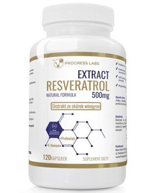 Resveratrol Extract 500mg Ekstrakt ze Skórek Winogron + Prebiotyk 120 kapsułek