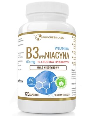 Niacyna Witamina B3 (PP) 50mg Kwas Nikotynowy + Inulina 120 kapsułek Produkt Vege