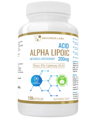 KWAS ALFA LIPONOWY <BR>ALA 200 mg <BR> PRODUKT WEGAŃSKI <br> 120 KAPSUŁEK