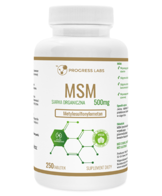 MSM <br> SIARKA ORGANICZNA 500 mg<BR> PRODUKT WEGAŃSKI <BR> 250 TABLETEK