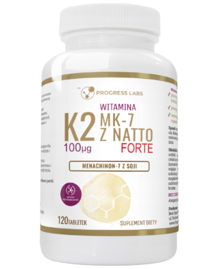 WITAMINA K2 <br> MK-7 Z NATTO 100 µg <br> PRODUKT WEGAŃSKI<br> 120 TABLETEK