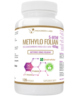 METHYLOFOLIAN <BR>AKTYWNY KWAS FOLIOWY 400 µg <br>PRODUKT WEGAŃSKI <BR> 120 KAPSUŁEK