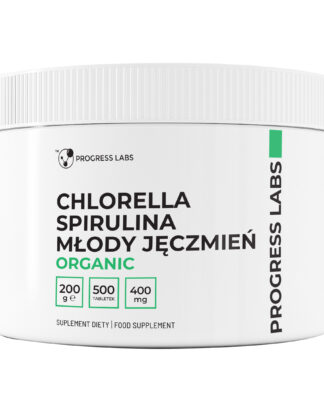 CHLORELLA SPIRULINA MŁODY JĘCZMIEŃ detox białko odporność żelazo 500 tabletek