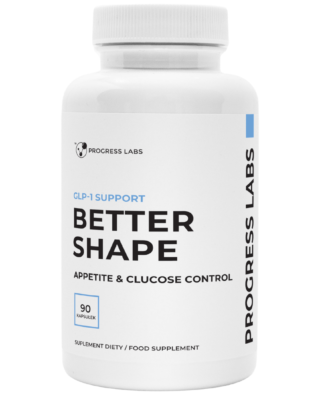 BETTER SHAPE <br> GLP-1 SUPPORT <br> KONTROLA GLUKOZY I APETYTU <br> 90 KAPSUŁEK