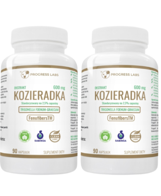 KOZIERADKA 1+1 GRATIS <br> EKSTRAKT 600 mg <br> TRIGONELLA FOENUM-GRAECUM <br> 2 x 90 KAPSUŁEK